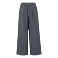 thumbnail image 5 of Lumtrix Pants For Women Flowy Casual Drawstring Waist Wide Leg Loose Linen Palazzo Loose Fit Casual Lounge Pants With Pocket Dark Gray M, 5 of 5