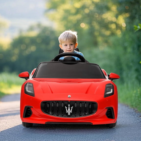12V Licensed Gran Cabrio Ride On Car with Parent Remote Control, Dual 65W Motors, 3 Speeds, LED Lights, MP3 Player, Suspension, Seat Belt, Battery Powered Ride On Vehicle,Red