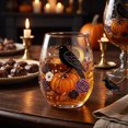 thumbnail image 5 of VAIFTILNO Halloween Decorations Halloween Printed Stemless Glass Cup. Spooky Witch Ghost Crow Clear Stemless Wine Glass For Party Drinks, 5 of 7