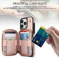 thumbnail image 6 of Crossbody Wallet Case for iPhone 15 Pro Max, RFID Blocking Zipper Handbag Purse Flip Cover, Kickstand Folio Case Card Slots Holder Wrist Strap Lanyard, 6 of 9
