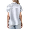 thumbnail image 3 of INSPIRE CHIC Striped Work Tops for Women's Button Down Short Sleeve Business Blouses XS White, 3 of 6