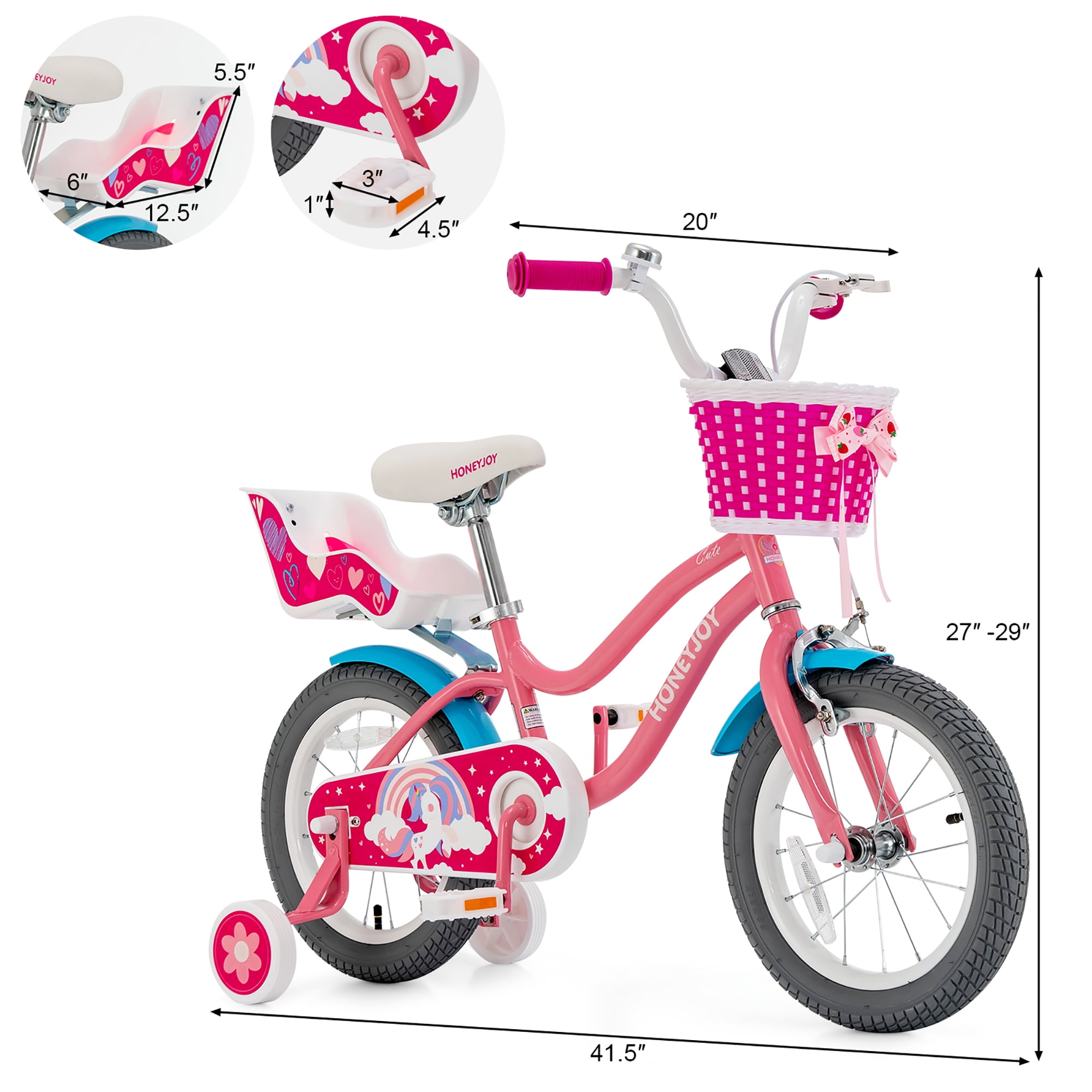 最適な価格 Doll w/ Bicycle Kids Inches 14 Gymax Chair Kids Basket & 知育玩具