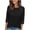 Black-TOPS, variant on Inverlee 3/4 Sleeve Round Neck Button Accent T-Shirt for Women Casual Loose Fit Blouse Summer Loose Comfy Daily Wear Tops Blue L
