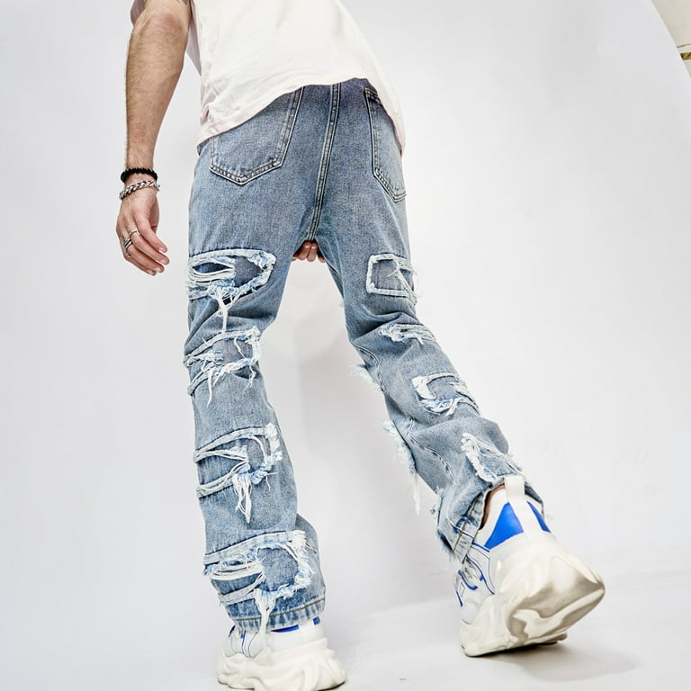 WXLWZYWL Grunge Pants Baggy Men's Ripped Jeans Y2k Hip Hop WXLWZYWL Grunge Pants Baggy Men's Ripped Jeans Y2k Hip Hop