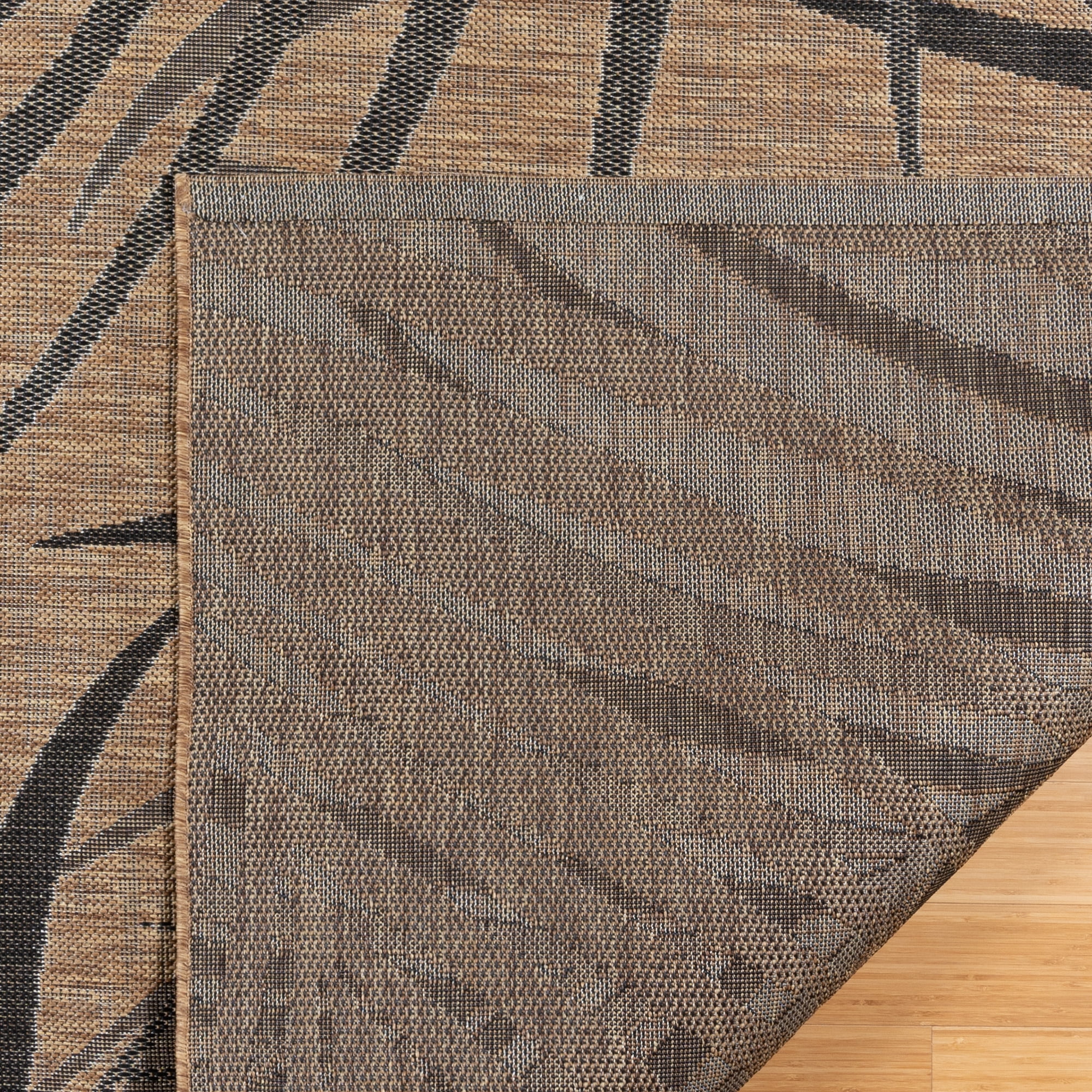 Gertmenian Paseo Paume Coastal Floral Chestnut and Black Outdoor Area Rug, 5x7
