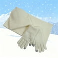 thumbnail image 2 of MIASHUI Solid Color Knit Hat, Scarf, and Gloves Three-Piece Set, Knit Fake Wool Yarn Scarf Red Christmas Hat Set White, 2 of 4