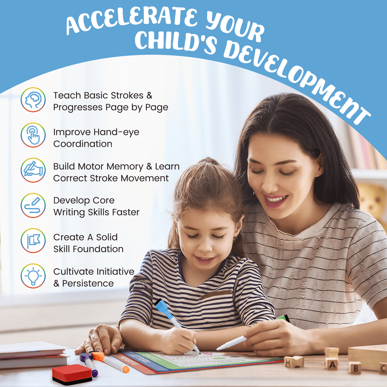 Preschool Learning Activities Educational Workbook, 38 Reusable Pages Pre Kindergarten Workbooks, Number Letter Tracing Books for Kids, Autism Learning Materials, Abc Busy Book for Kids Ages 3-6