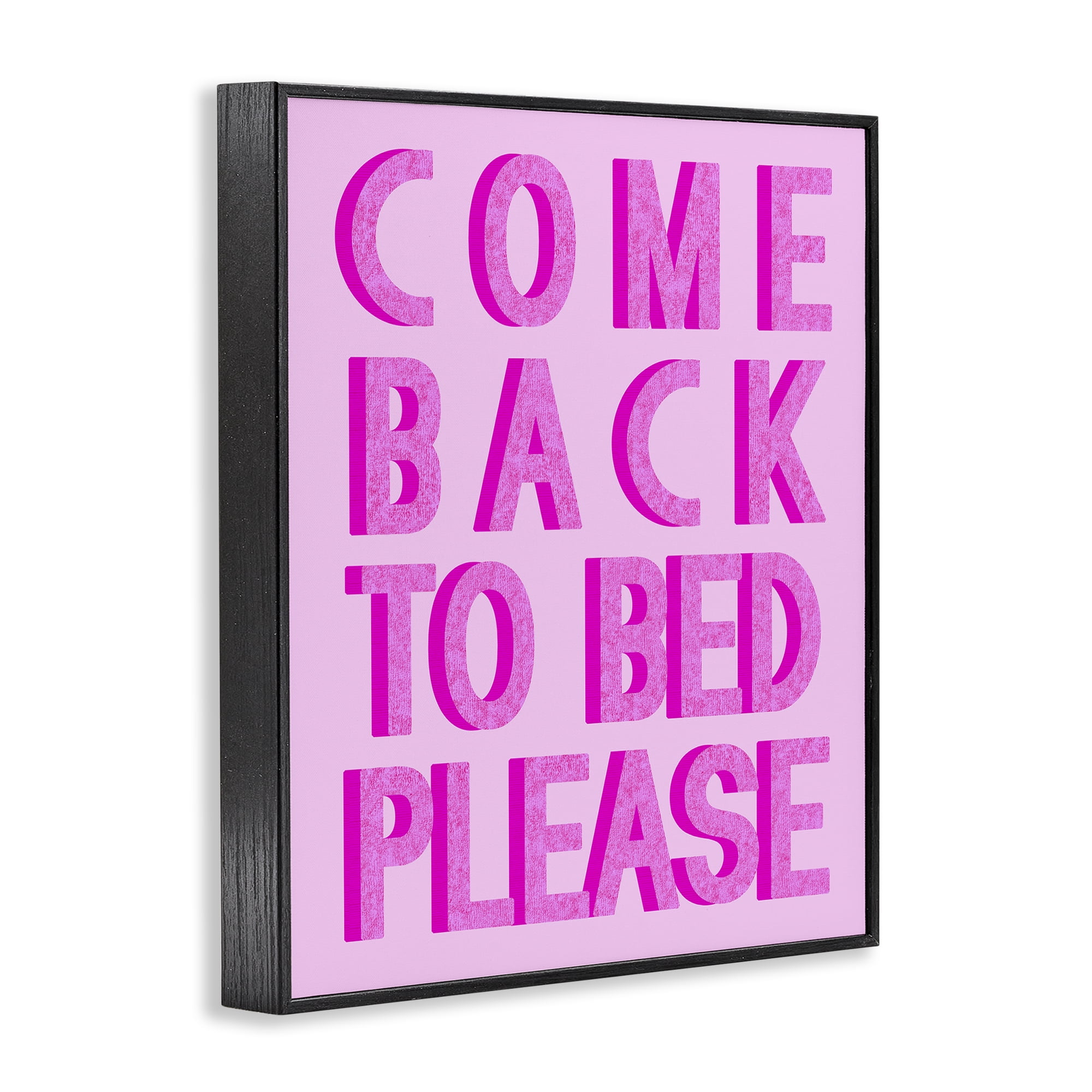 Stupell Industries Purple Back to Bed Typography Painting Black Framed Art Print Wall Art, 24 x 30
