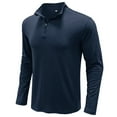 thumbnail image 3 of Ketyyh-chn99 Men Long Sleeve Shirt Long Sleeve 2023 Solid Color V Neck Fall Top Dark Blue,M, 3 of 4