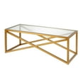 thumbnail image 6 of Pemberly Row Brass and Gold Rectangular Coffee Table with Glass Top, 6 of 8