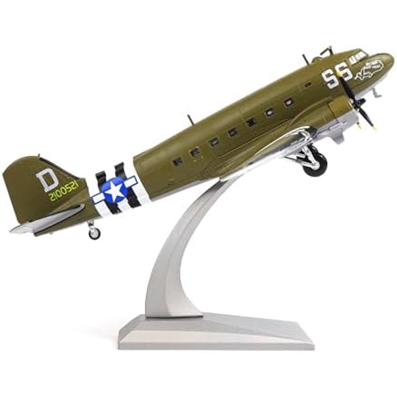 NUOTIE Douglas C-47 Skytrain 1/100 Metal Diecast Aircraft Model kit, WW? US C47 'Night Fright' Military Transport Model Airplane for Adult Collection or Gift