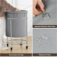 thumbnail image 3 of Laundry Basket with Wheels, 45 Gallons Rolling Laundry Hamper with Removable Bag and Steel Frame, Round Laundry Cart with 4 Casters, Ideal for Bedroom, Bathroom, Laundry Room, Gray, 3 of 16