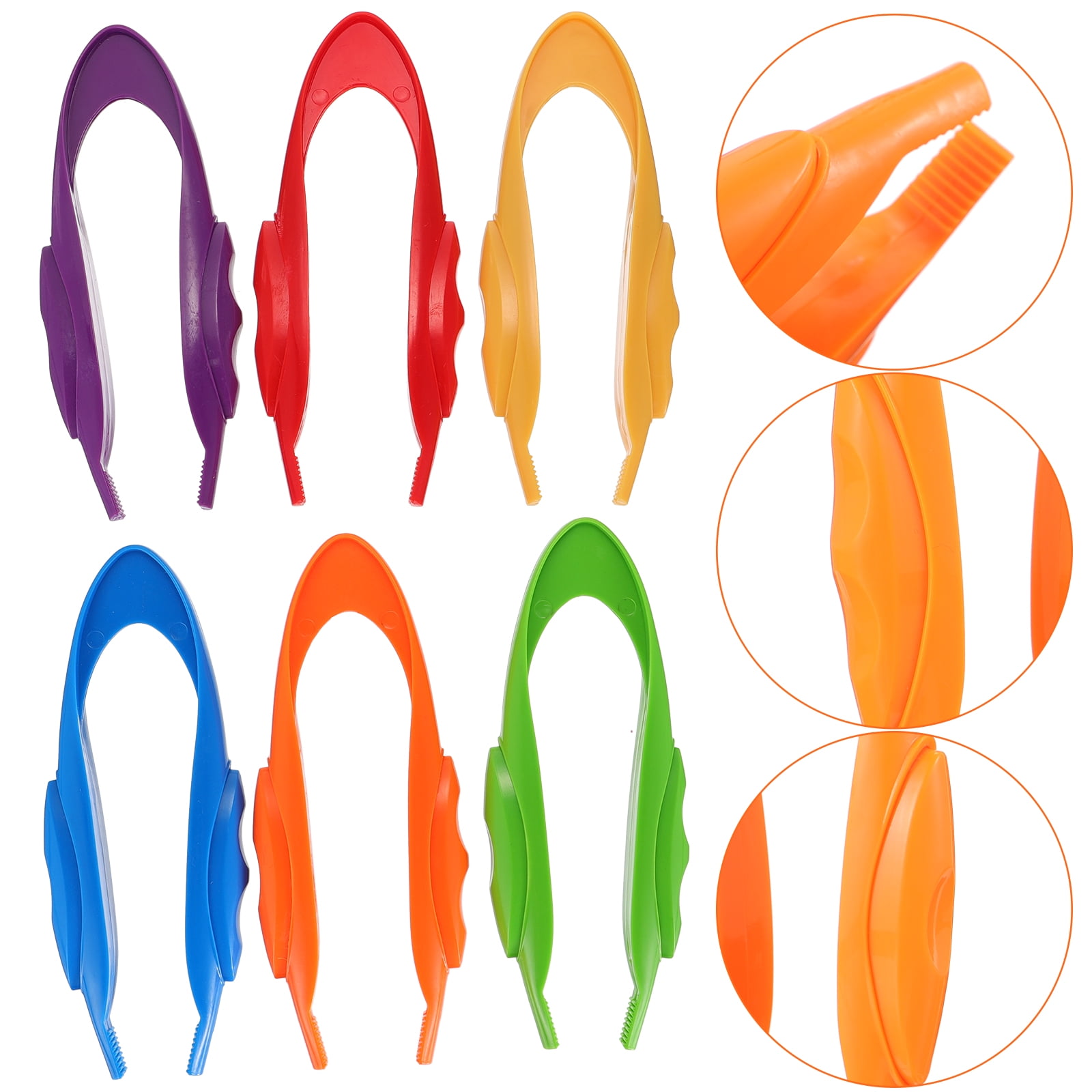6pcs kids tweezers plastic colorful easy