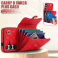 thumbnail image 3 of Dteck Crossbody Strap Case for Samsung Galaxy S24,Magnetic Leather Card Slots Women Case Shockproof Kickstand Back Cover with Shoulder Strap for Galaxy S24,Red, 3 of 8