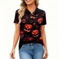 thumbnail image 4 of IYYVV Halloween Polo Shirts for Women Hawaiian Golf Shirts Short Sleeve Funny Ghost Pumpkin Printed Athletic Sport Golf Top Earthy Yellow 2XL, 4 of 5