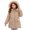 Khaki, variant on Girls Hooded Mid Length Padded Winter Coat Girls with Plush Trim Decorative Pocket Tassels and Zip Front for Outings and Holiday Season Wear in Color Options