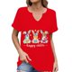 thumbnail image 1 of Corto para las Mujeres Casual Verano 2025 Pascua Impresión V-Cuello Camiseta, Ligero 95% Poliéster 5% Spandex Top para Toda la Temporada Hogar Y Diario, 1 of 7