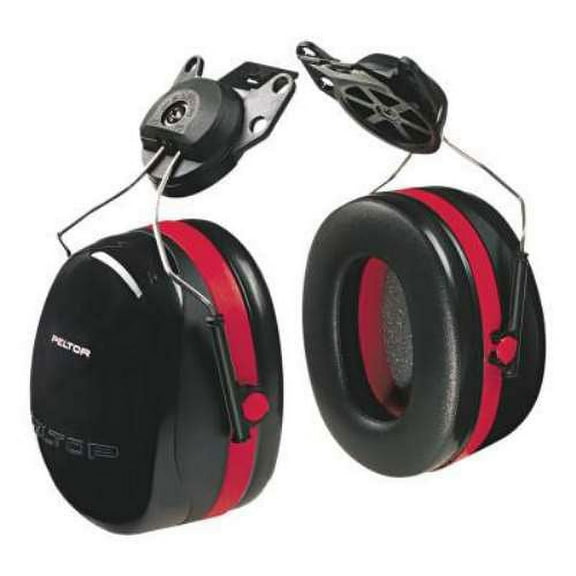 PELTORâ„¢ Optimeâ„¢ 105 Earmuff, 27 dB NRR, Black/Red, Cap Mount