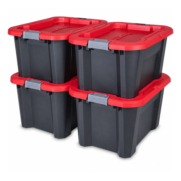 4 Pack 20 Gallon Heavy Duty Plastic Storage Totes with Lids, Durable Stackable Containers for Organizing