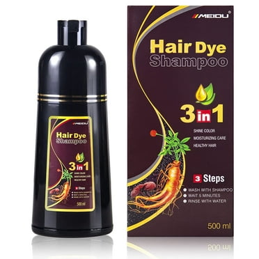 Meidu Dark Brown Hair Dye Shampoo 3 in 1 for Grey Hair Shampoo Para Canas Mujer Hair Color Shampoo for Women & Men - Herbal Ingredients Natural Plant Hair Dye in Minutes 500ML