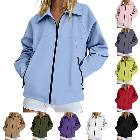 akafmk Womens Fall Jacket Lightweights Windbreaker Zip Up Waterproof Outdoor Coat for Hiking Travel