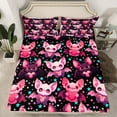 thumbnail image 3 of Feelyou Kawaii Pink Bat Twin Sheet Sets for Kids, Magic Romantic Animal Twin Fitted Sheet, Cartoon Stars Print Flat Sheet, Microfiber Bedroom Decor, 3pcs, 3 of 8