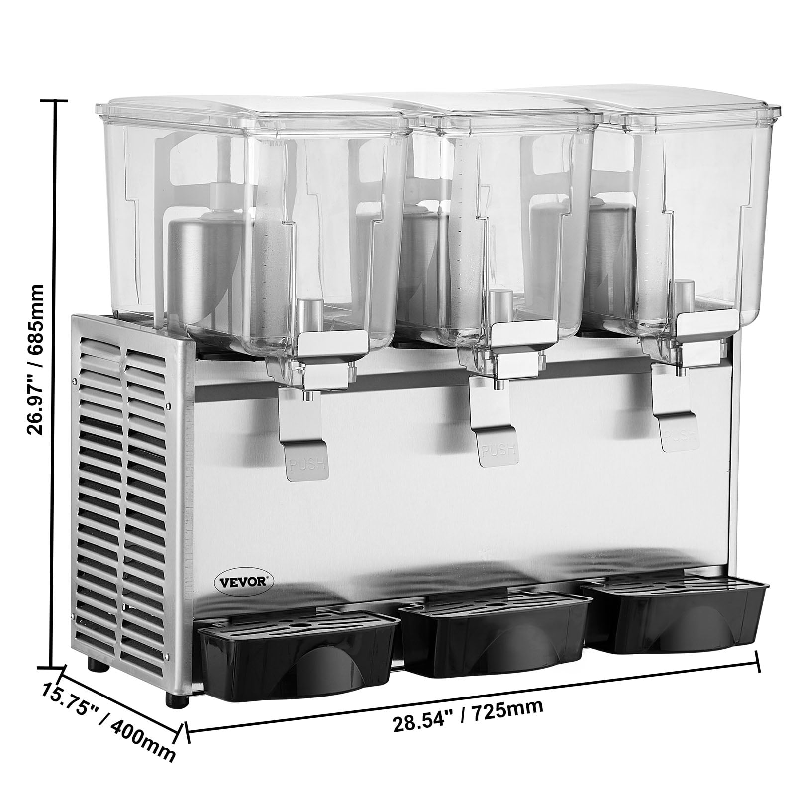 KFFKFF Commercial Beverage Dispenser Cold Juice Ice Drink Dispenser 12L 3 Tanks