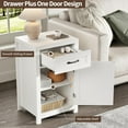 thumbnail image 4 of Farmhouse End Table, 30” Tall Rustic Nightstand with Drawer and Storage Cabinet, Wood Sofa Side Bedside Table with Adjustable Shelf for Living Room, Bedroom, White, 4 of 14