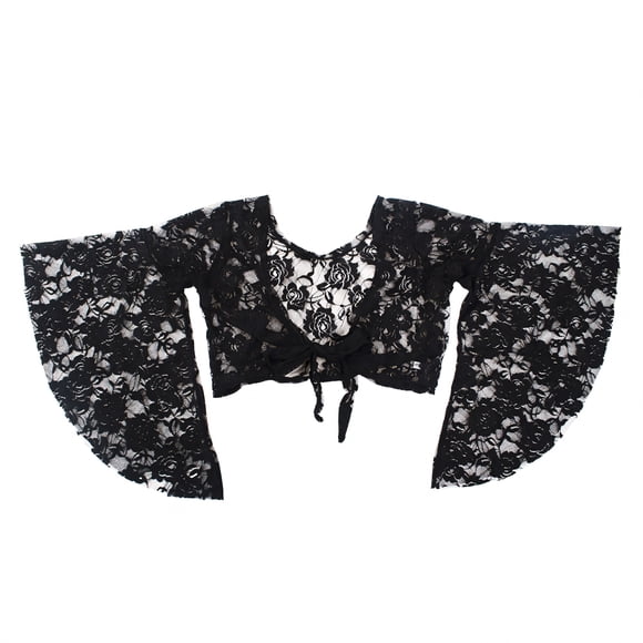 BellyLady Tribal Belly Dance Lace Butterfly Sleeve Wrap Top-Black