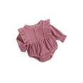 thumbnail image 2 of TSEXIEFOOFU Infant Baby Girl Romper Vintage Corduroy Bodysuit Ruffle Long Sleeve Solid Jumpsuit Newborn Fall Outfit Clothes, 2 of 7