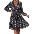 thumbnail image 3 of PRETTYGARDEN Women Floral Long Sleeve Mini Dress | Fall Wedding Guest Dresses, V Neck, Fit & Flare, Ruffle Hem A-Line, Short Chiffon Dress, Elegant Holiday Party, Date Outfits, 3 of 9
