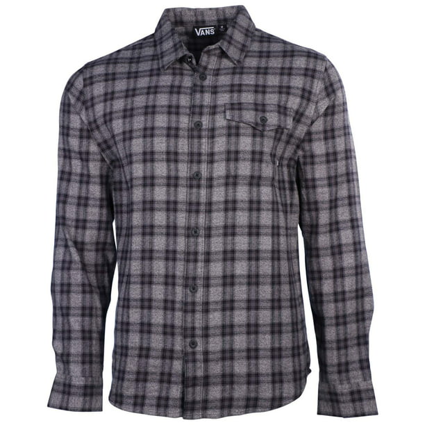 Vans - Vans Men's Deluxe Plaid Long Sleeve Button Down Shirt-Gray/Black ...