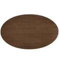 thumbnail image 4 of Contemporary Modern Urban Designer Kitchen Room Oval Dining Table, Wood Aluminum, Black Walnut Brown, 4 of 4