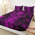 thumbnail image 4 of Castle Fairy Gothic Skull King Sheets 4pcs,Happy Halloween Bedding,Magenta Black,1 Fitted Sheet,1 Flat Sheet and 2 Pillowcases, 4 of 6