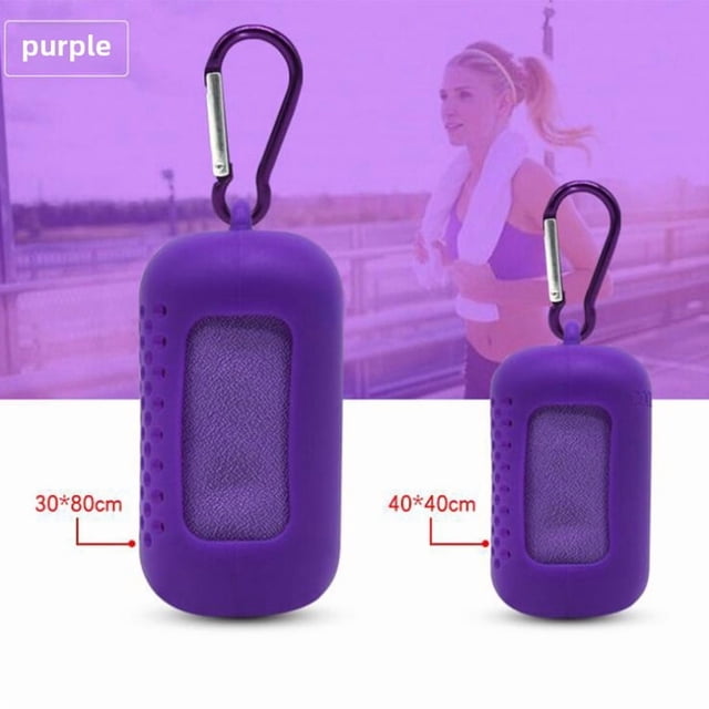 Purple Small (40*40cm) Silicone Cooling Towel Set for Wholesale - Quick-Drying, Ultra-Absorbent Gym & Sports Accessory with Portable Design for Workout, Travel, and Daily Sweat Absorption, Featuring