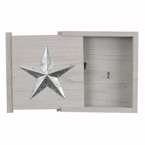 HomeStock Neo-Classical Nostalgia Solid Wood Wall Hanging Decorative Cabinet with Hidden Compartment for Keys and other Small Items in Distressed Gray Finish