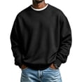 thumbnail image 3 of GrmtClth Mens Long Sleeve Crew Neck Sweatshirts Soft Thick Blend Fabric Ribbed Waistband Cuffs Loose Fit All Season Daily Athletic Pullovers Black M, 3 of 7