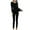 Black, variant on Htigea Womens Thermal Underwear 2 Piece Ribbed Long Sleeve Crew Neck Tops and Elastic Waist Pants Base Layer Sets Black Free Size