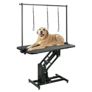 Pirecart 43in Hydraulic Dog Grooming Table Heavy Duty Z-Lift Pet Grooming Table with Adjustable Grooming Arm & Noose
