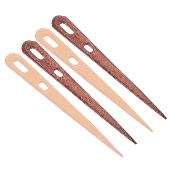 Wood Weaving Needles for DIY Crafts Tools 4pcs Big Eye Hand Loom Sticks Assorted Color Wooden