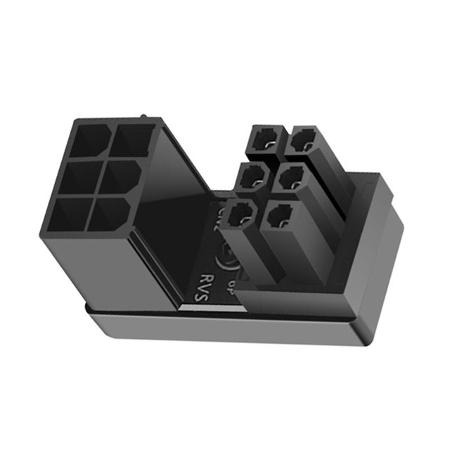 Adaptador ATX para tarjeta gráfica de escritorio Convertidor ATX de 8 pines a 6 pines en ángulo de 180 grados, 6 pines