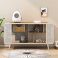 thumbnail image 3 of MIDODO Cat Cabinet House Furniture with Glass Large Multi-Function Cat House with Scratch Pad, Wood Indoor Cat Furniture Pet Villa Indoor for TV Stand, Living Room, 3 of 10