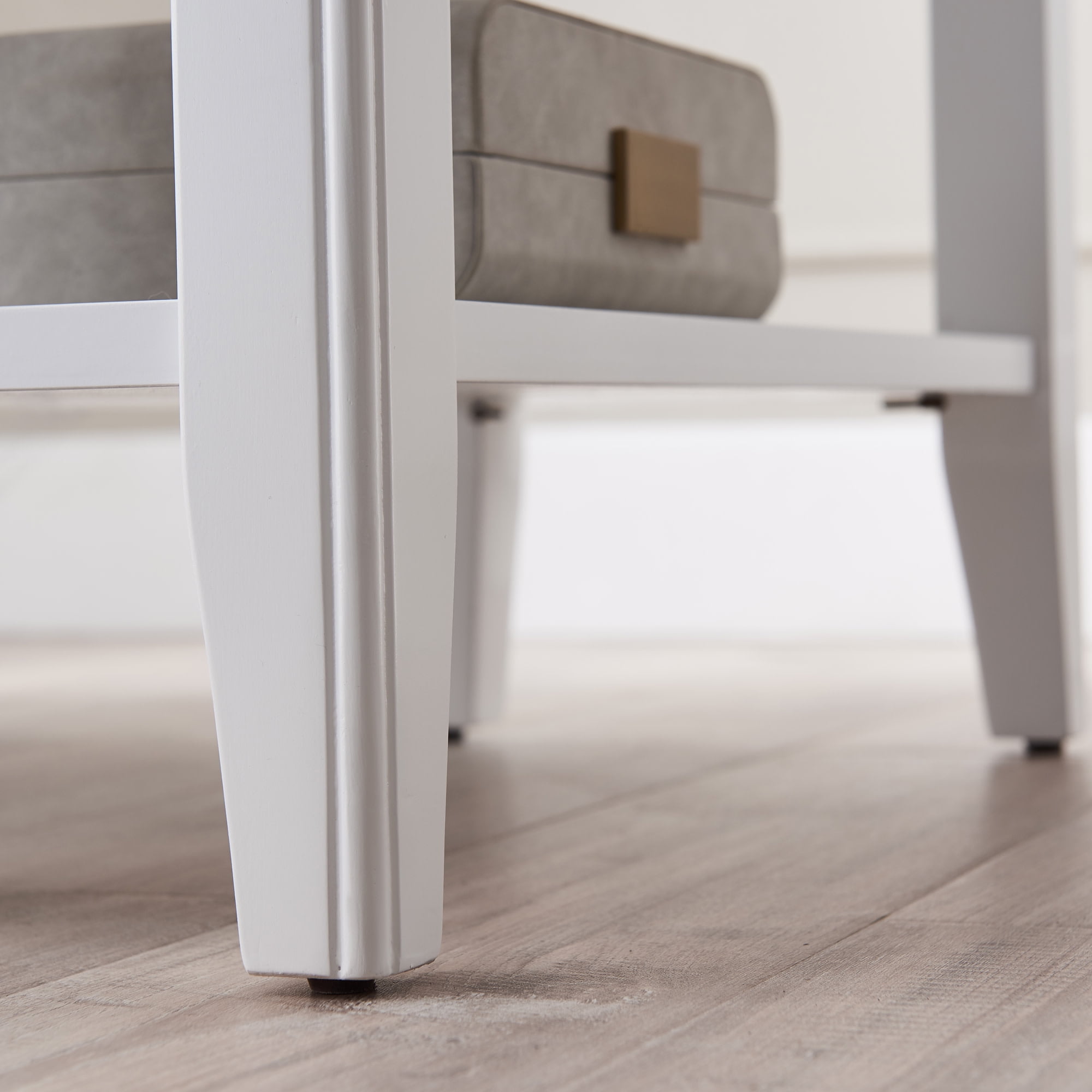 White Solid Wood Narrow End Table with Shelf, Small Space, 12 in. W