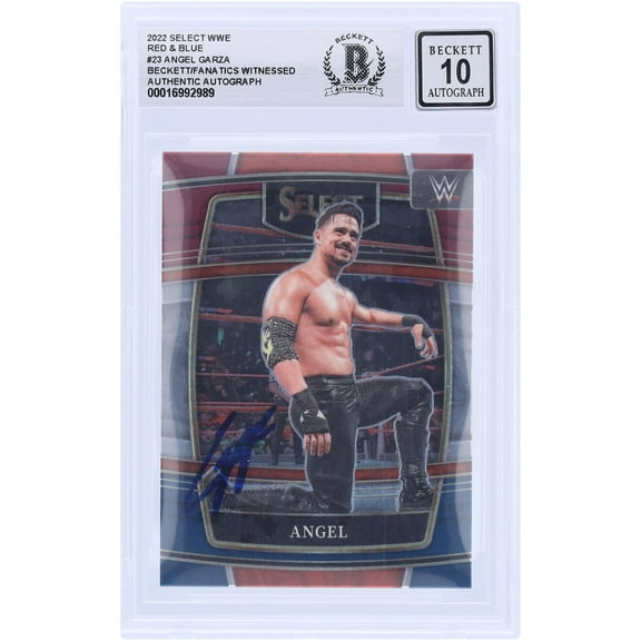 Angel Garza WWE Autographed 2022 Panini Select Red & Blue #23 Beckett Fanatics Witnessed Authenticated 10 Card - Fanatics Authentic Certified