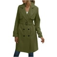 thumbnail image 2 of Black and Friday Clothing Sales Idoravan Trench Coats for Women Plus Size Fashion Women Casual Solid Color Coat Long Sleeve Overcoat Tops Winter Outwear Army Green L, 2 of 7