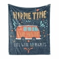thumbnail image 1 of Hippie Soft Flannel Fleece Throw Blanket, Groovy Words Flowers Dots and Drop Like Ornaments Print, Cozy Plush for Indoor and Outdoor Use, 60" x 80", Dark Blue, by Ambesonne, 1 of 6