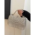 thumbnail image 2 of REMANLAND Women's Sparkling Rhinestone Fringe Evening Handbag with Top Handle and Chain Strap, Silver, 2 of 9