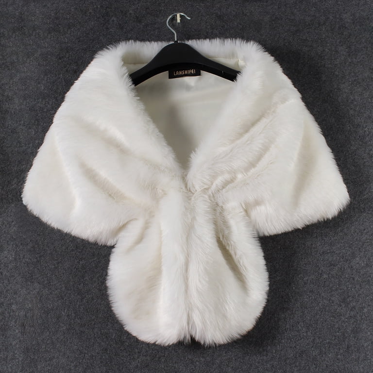 XMMSWDLA Womens Faux Fur Collar Shawl Faux Fur Scarf Wrap 