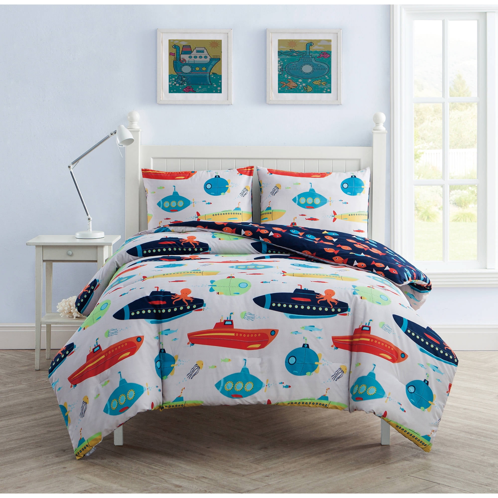 VCNY Home Submarine Sea Kids Reversible Bedding Comforter Set, Shams
