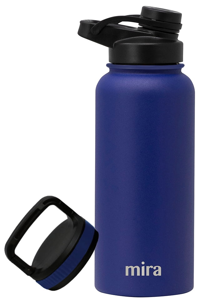 MIRA 32 oz Stainless Steel Insulated Sports Water Bottle 2 Caps